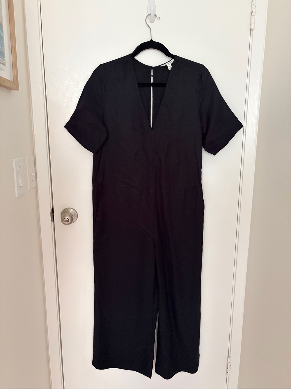 Banana Republic Modern Black Viscose Linen Wide Leg Jumpsuit-XS